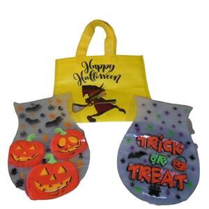 Halloween Trick or Treat Bag Lot: Witch Bag, Clear Treat Bags w/Ties